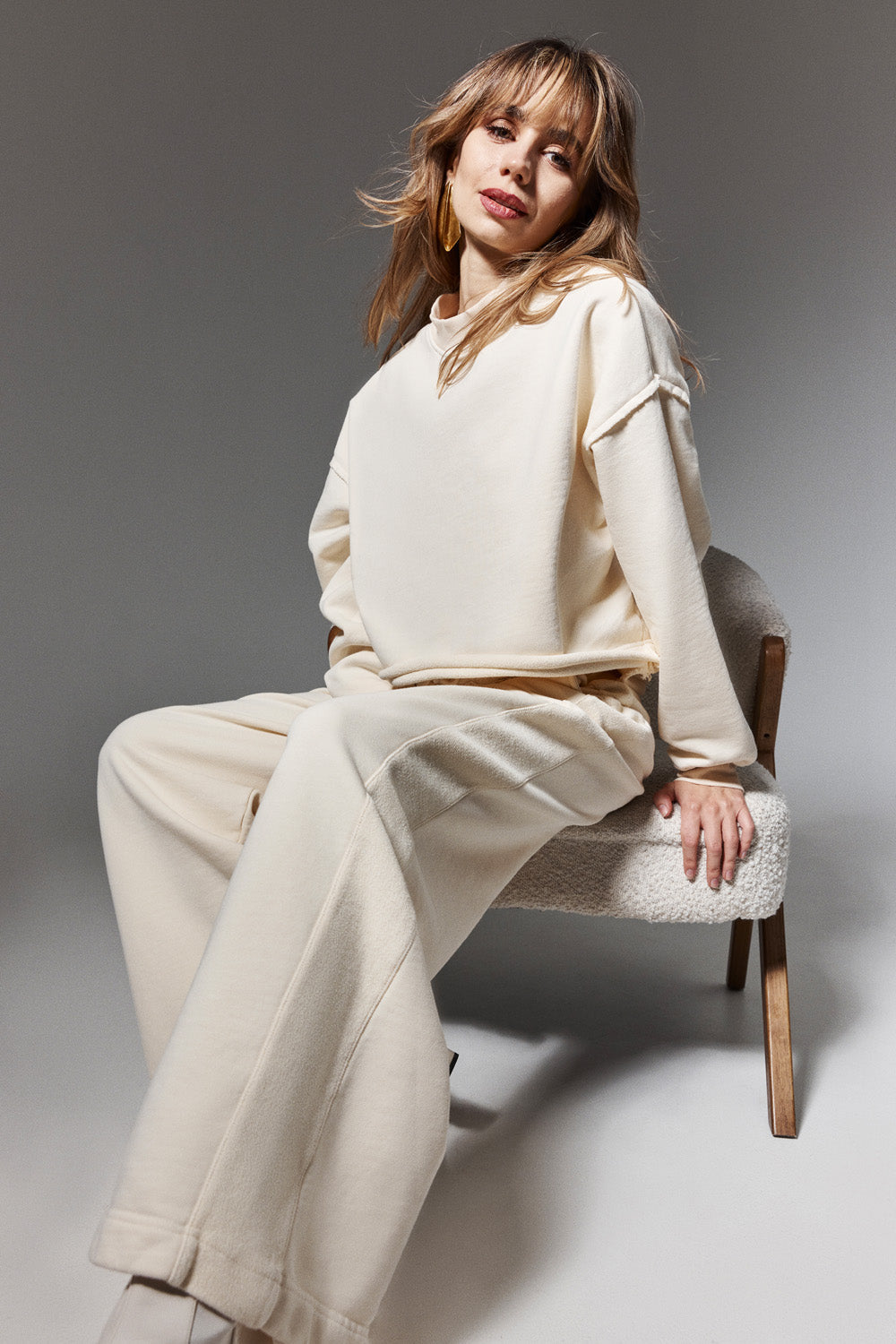 French Terry Wide-Leg Pant