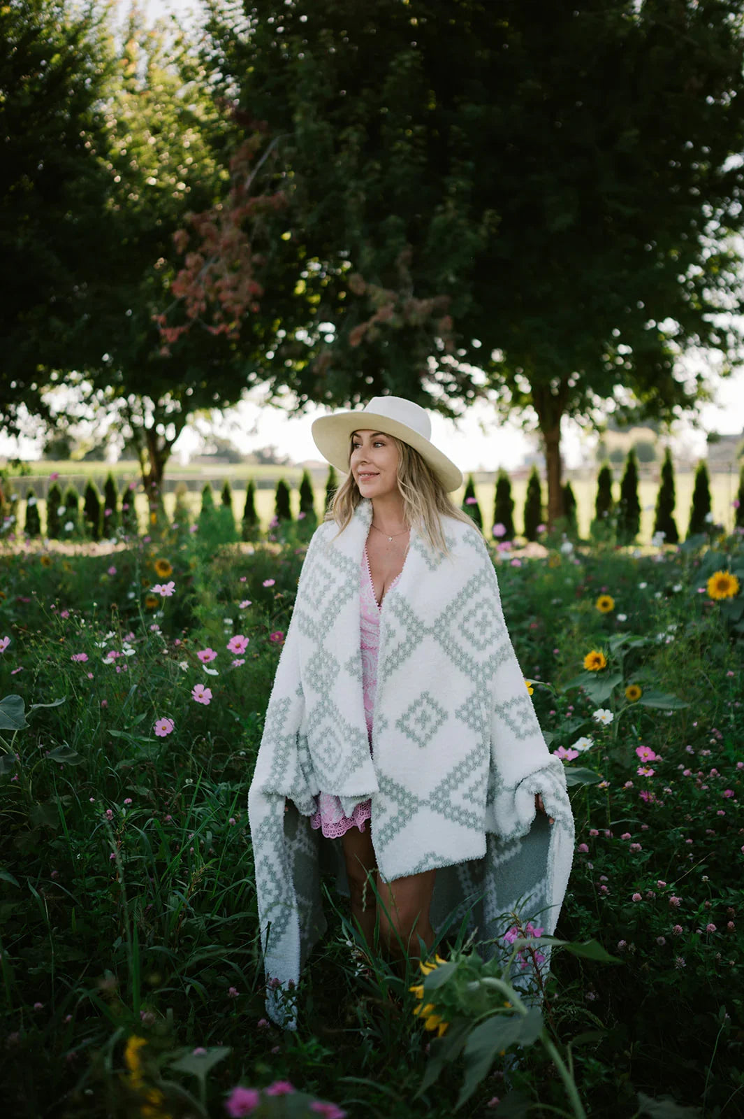 Desert Sage Diamond Knit Throw