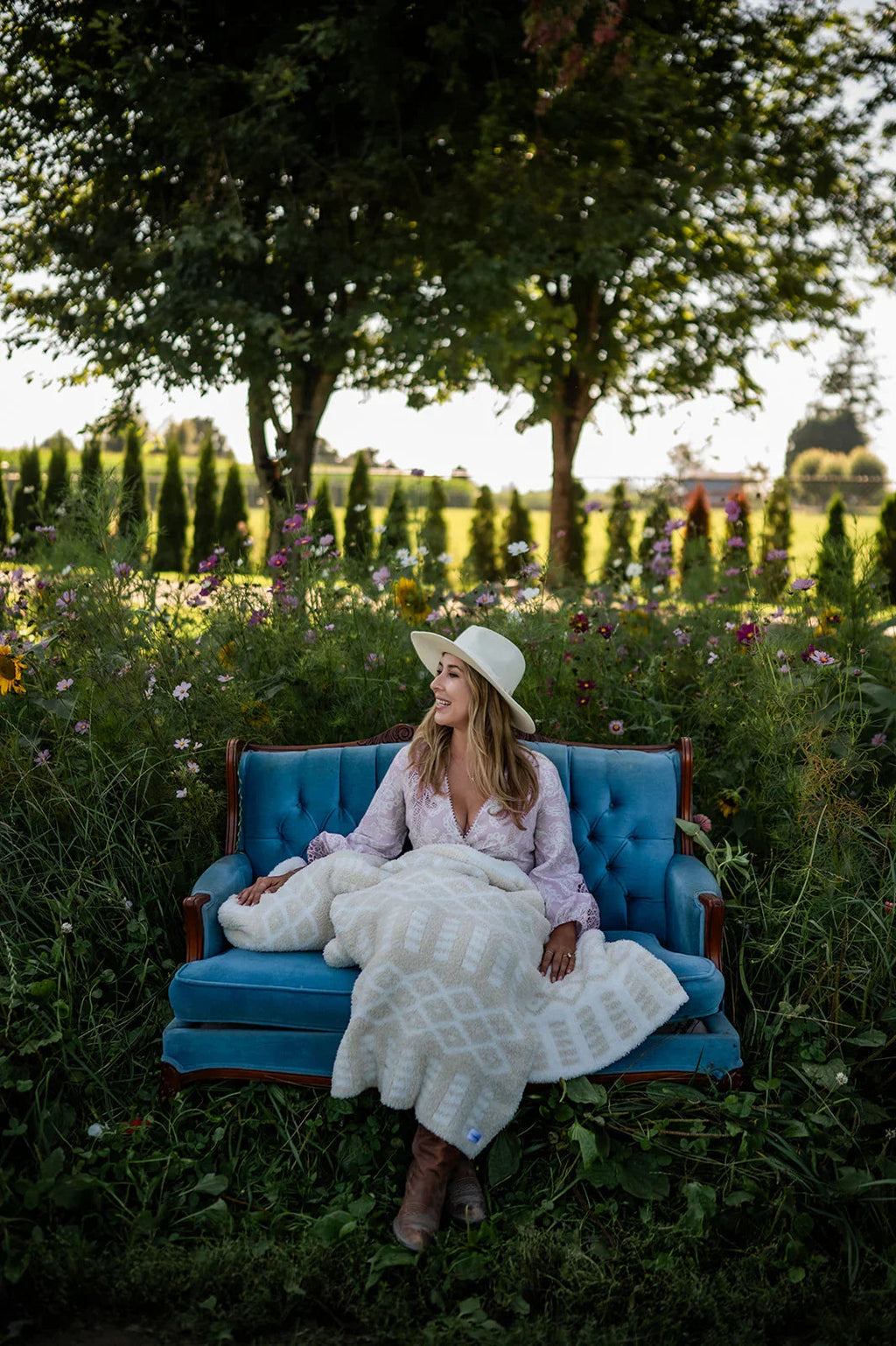 Birch + Marshmallow Diamond Knit Throw