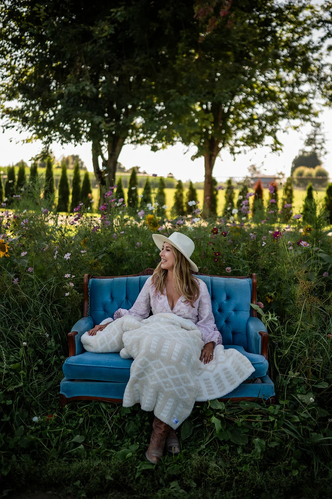 Birch + Marshmallow Diamond Knit Throw