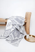 Grey + White Diamond Knit Throw